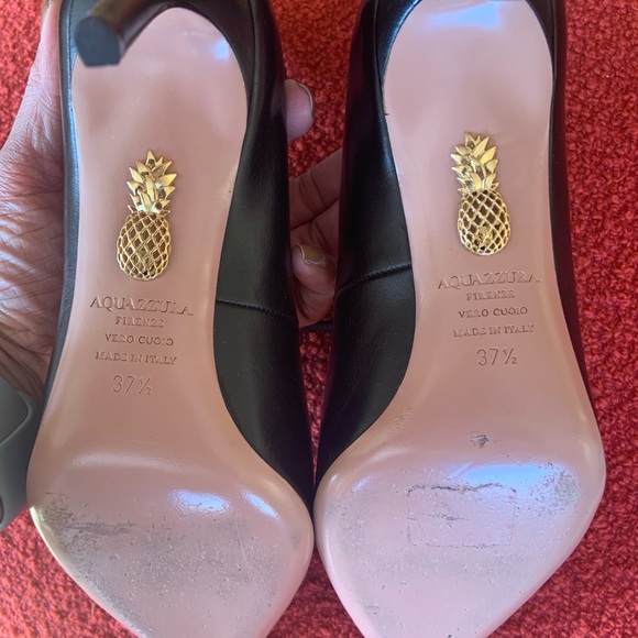 Aquazurra Black Double Strap Pumps Size 37.5 - Picture 7 of 10